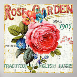 ヴィンテージピンクのローズホームオフィスのデコースター ポスター