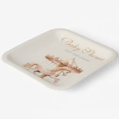 ヴィンテージピンクの回転木馬馬の水の色ベビーシャワー ペーパープレート (傾斜あり)