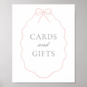 ヴィンテージピンクの弓ガール赤ちゃんシャワーカードとギフト ポスター (正面)