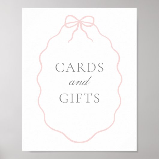 ヴィンテージピンクの弓ガール赤ちゃんシャワーカードとギフト ポスター (正面)