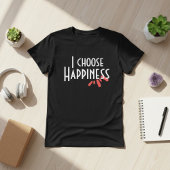 ヴィンテージピンクの抽象芸術私は幸せブラックを選択 Tシャツ