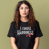 ヴィンテージピンクの抽象芸術私は幸せブラックを選択 Tシャツ