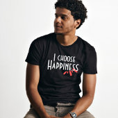 ヴィンテージピンクの抽象芸術私は幸せブラックを選択 Tシャツ