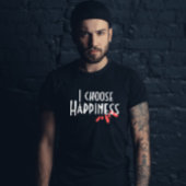 ヴィンテージピンクの抽象芸術私は幸せブラックを選択 Tシャツ