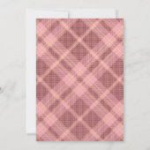 ヴィンテージピンクの格子縞テディベアベビーシャワー 招待状 (裏面)