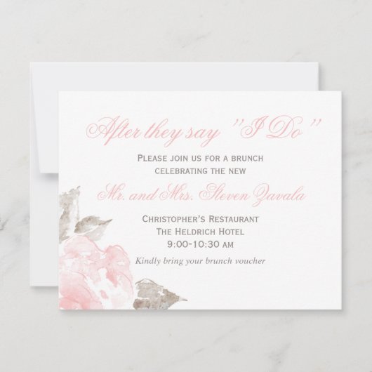 ヴィンテージピンクの水の色のバラ彼らは私がすると言った後 招待状 (正面)