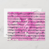 ヴィンテージピンクの水の色クラシカルクレフ、 音符記号音楽シート ポストカード (正面/裏面)