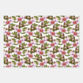 ヴィンテージピンクの水彩フローラ ラッピングペーパーシート (正面3)