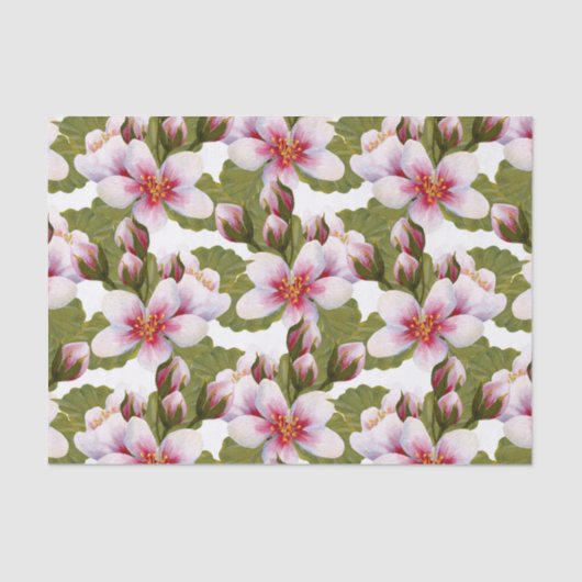 ヴィンテージピンクの水彩フローラ 薄葉紙 (正面)