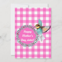 ヴィンテージピンクの水色の鳥の姉妹の日