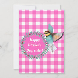 ヴィンテージピンクの水色の鳥の姉妹の日 シーズンカード