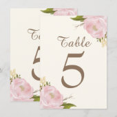ヴィンテージピンクの牡丹の結婚式テーブルナンバーカード 招待状 (正面/裏面)