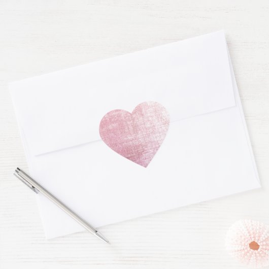 ヴィンテージピンクの素朴なシルク擦り切れた生地 ハートシール (封筒)