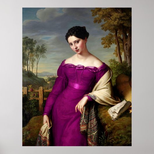 ヴィンテージピンクの美しいレディ明るい赤紫色 ポスター (正面)