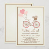 ヴィンテージピンクの自転車 ブライダルシャワー招待状 招待状 (正面/裏面)