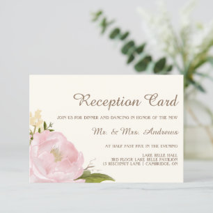 ヴィンテージピンクの芍薬の結婚式の受付カード エンクロージャーカード