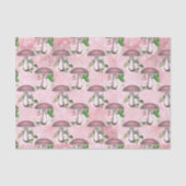 ヴィンテージピンクの花とキノコ 薄葉紙 (正面)