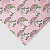 ヴィンテージピンクの花とキノコ 薄葉紙 (詳細)