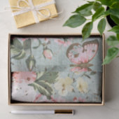 ヴィンテージピンクの花と蝶の切り離し 薄葉紙 (ギフト)