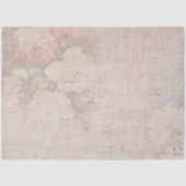 ヴィンテージピンクの花と音楽シートティッシュペーパー 薄葉紙 (正面)