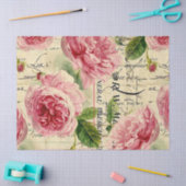 ヴィンテージピンクの花のパターン任意の目的組織 薄葉紙 (クラフト)