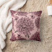 ヴィンテージピンクの花のパタ図解入りの、写真付きのーン クッション (ブランケット)