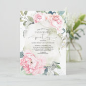 ヴィンテージピンクの花エレガント婚約パーティ 招待状 (スタンド正面)