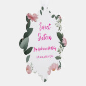 ヴィンテージピンクの花グリーンユーカリ16歳の誕生日 オーナメントカード (右)