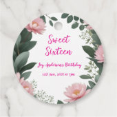 ヴィンテージピンクの花グリーンユーカリ16歳の誕生日 フェイバータグ (裏面)