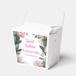 ヴィンテージピンクの花グリーンユーカリ16歳の誕生日 フェイバーボックス