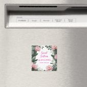 ヴィンテージピンクの花グリーンユーカリ16歳の誕生日 マグネット (インサイチュ (食洗機))