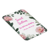 ヴィンテージピンクの花グリーンユーカリ16歳の誕生日 マグネット (右側)