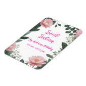 ヴィンテージピンクの花グリーンユーカリ16歳の誕生日 マグネット (左側)