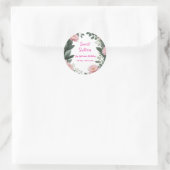 ヴィンテージピンクの花グリーンユーカリ16歳の誕生日 ラウンドシール (バッグ)