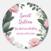 ヴィンテージピンクの花グリーンユーカリ16歳の誕生日