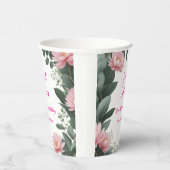 ヴィンテージピンクの花グリーンユーカリ16歳の誕生日 紙コップ (右)
