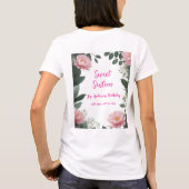 ヴィンテージピンクの花グリーンユーカリ16歳の誕生日 Tシャツ (裏面)