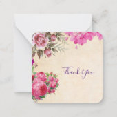 ヴィンテージピンクの花サンキューカード ノートカード (正面)