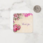 ヴィンテージピンクの花サンキューカード ノートカード (正面/裏面インサイチュ)