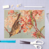 ヴィンテージピンクの花フローラ 薄葉紙 (クラフト)