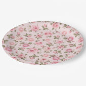 ヴィンテージピンクの花ブライダルシャワー ペーパープレート (アングル)