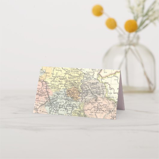 ヴィンテージピンクの花柄トラベルマップアドベンチャーシャワー プレイスカード (裏面)