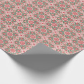 ヴィンテージピンクの花柄 ラッピングペーパー (角)