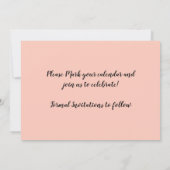 ヴィンテージピンクの花柄 Save the Date 招待状 (裏面)