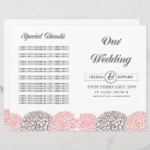 ヴィンテージピンクの花結婚式 プログラム冊子 (正面/裏面)