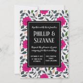 ヴィンテージピンクの花結婚柄 招待状 (正面)