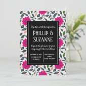 ヴィンテージピンクの花結婚柄 招待状 (スタンド正面)