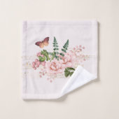 ヴィンテージピンクの蝶の花 バスタオルセット (ウォッシュタオル)