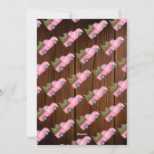 ヴィンテージピンクの赤いトラックのクリスマスツリーの木の写真 シーズンカード (裏面)