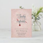 ヴィンテージピンクの赤ちゃんシャワー冬の外は寒い 招待状 (スタンド正面)